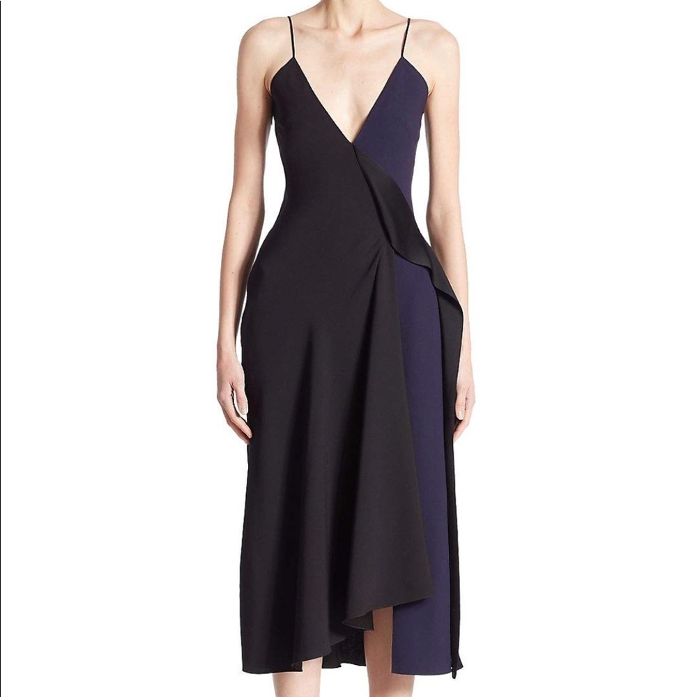 Victoria Beckham Asymmetric Straps Evening Gown